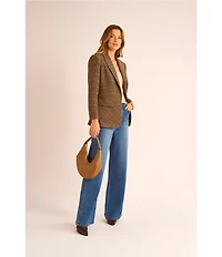Vince Camuto Plaid Peak Lapel Long Sleeve Blazer Jacket