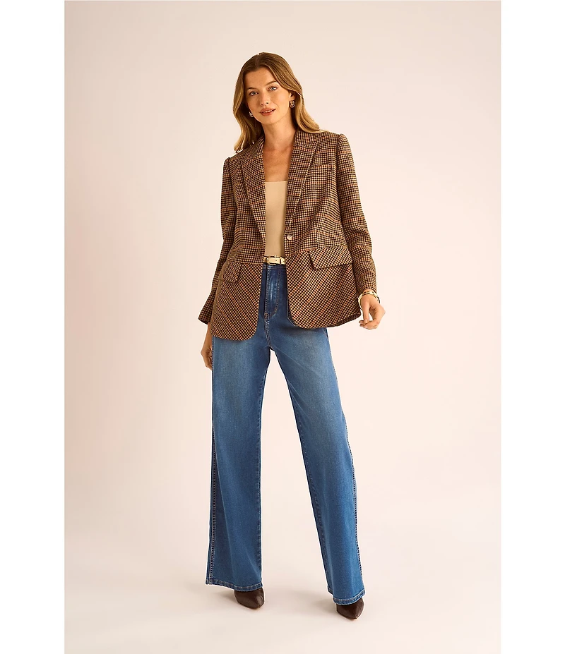 Vince Camuto Plaid Peak Lapel Long Sleeve Blazer Jacket