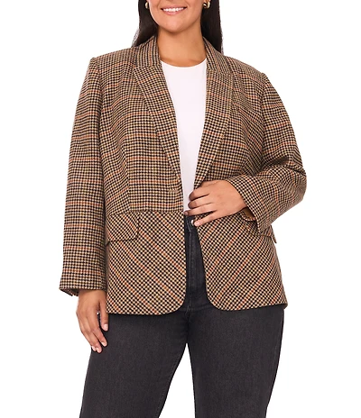 Vince Camuto Plaid Peak Lapel Long Sleeve Blazer Jacket
