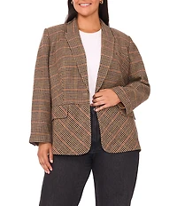Vince Camuto Plaid Peak Lapel Long Sleeve Blazer Jacket