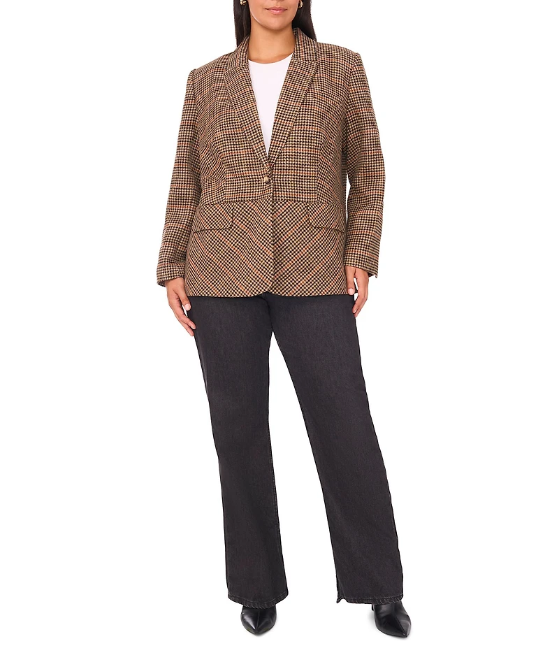 Vince Camuto Plaid Peak Lapel Long Sleeve Blazer Jacket