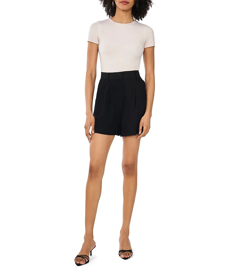 Vince Camuto Mid Rise Pleated Twill Shorts