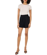 Vince Camuto Mid Rise Pleated Twill Shorts