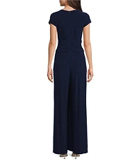Vince Camuto Plunge V-Neck Cap Sleeve Jumpsuit