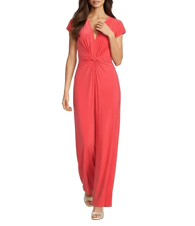 Vince Camuto Plunge V-Neck Cap Sleeve Jumpsuit