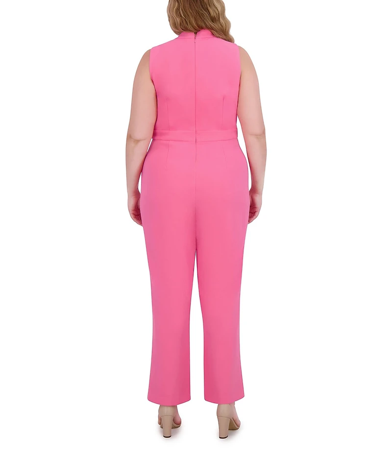 Vince Camuto Plus Size Bow Tie Halter Neck Sleeveless Stretch Crepe Jumpsuit