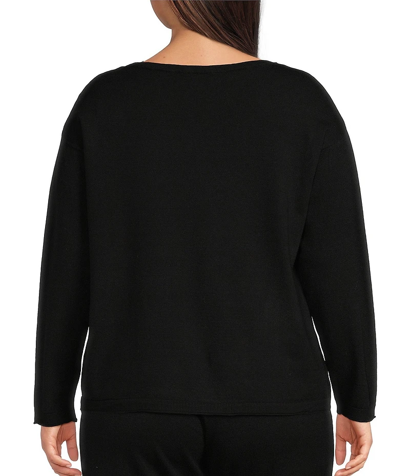 Vince Camuto Plus Size Crew Neck Long Sleeve Blouse