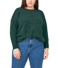 Vince Camuto Plus Size Crew Neck Long Sleeve Extended Shoulder Seamed Cozy Statement Sweater