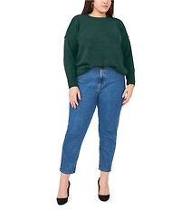 Vince Camuto Plus Size Crew Neck Long Sleeve Extended Shoulder Seamed Cozy Statement Sweater