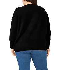 Vince Camuto Plus Size Crew Neck Long Sleeve Extended Shoulder Seamed Cozy Statement Sweater