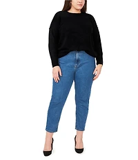 Vince Camuto Plus Size Crew Neck Long Sleeve Extended Shoulder Seamed Cozy Statement Sweater