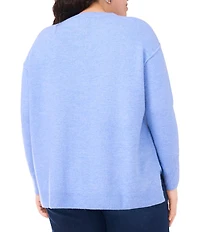 Vince Camuto Plus Size Crew Neck Long Sleeve Extended Shoulder Seamed Cozy Statement Sweater