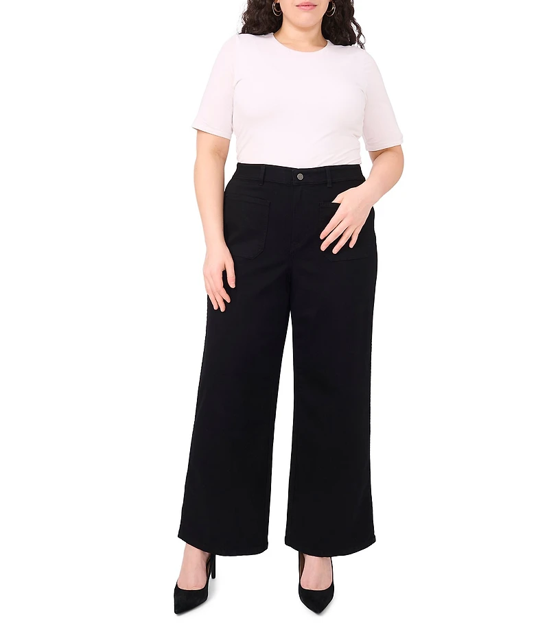 Vince Camuto Plus Size Denim Wide Leg Patch Pocket Jeans