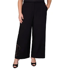 Vince Camuto Plus Size Embroidered Cutout Wide Leg Pants