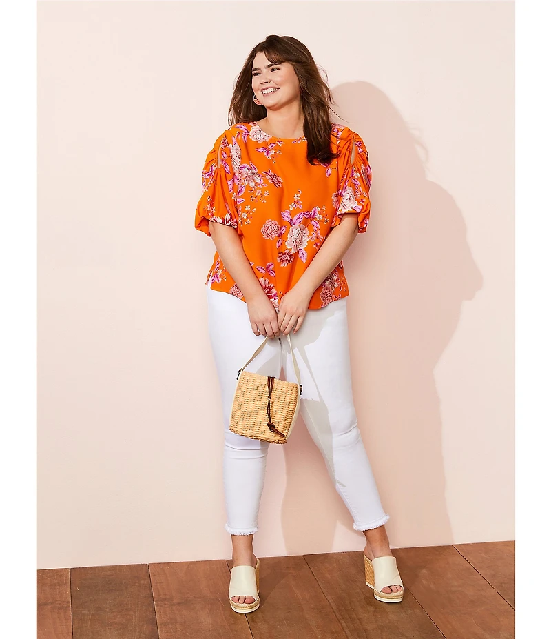 Vince Camuto Plus Size Frayed Hem Skinny Ankle Jeans