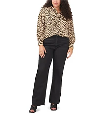 Vince Camuto Plus Size Point Collar Long Sleeve Leopard Print Button Down Blouse