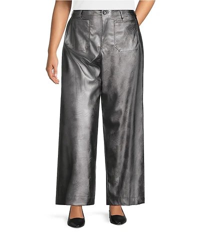 Vince Camuto Plus Size Metallic Cropped Wide Leg Pants