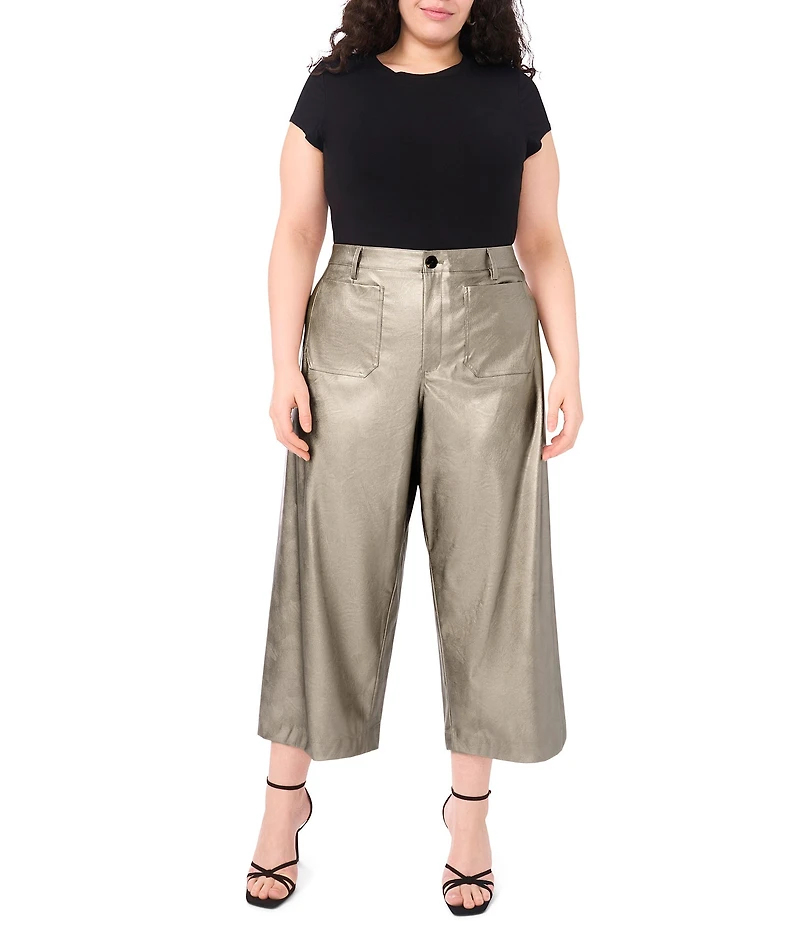 Vince Camuto Plus Size Metallic Cropped Wide Leg Pants