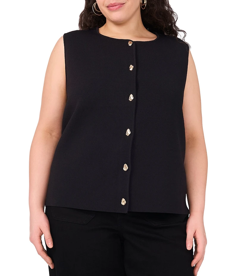 Vince Camuto Plus Size Round Neck Sleeveless Sweater Vest