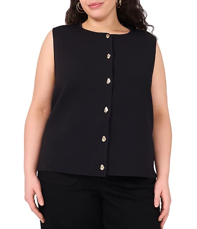 Vince Camuto Plus Size Round Neck Sleeveless Sweater Vest