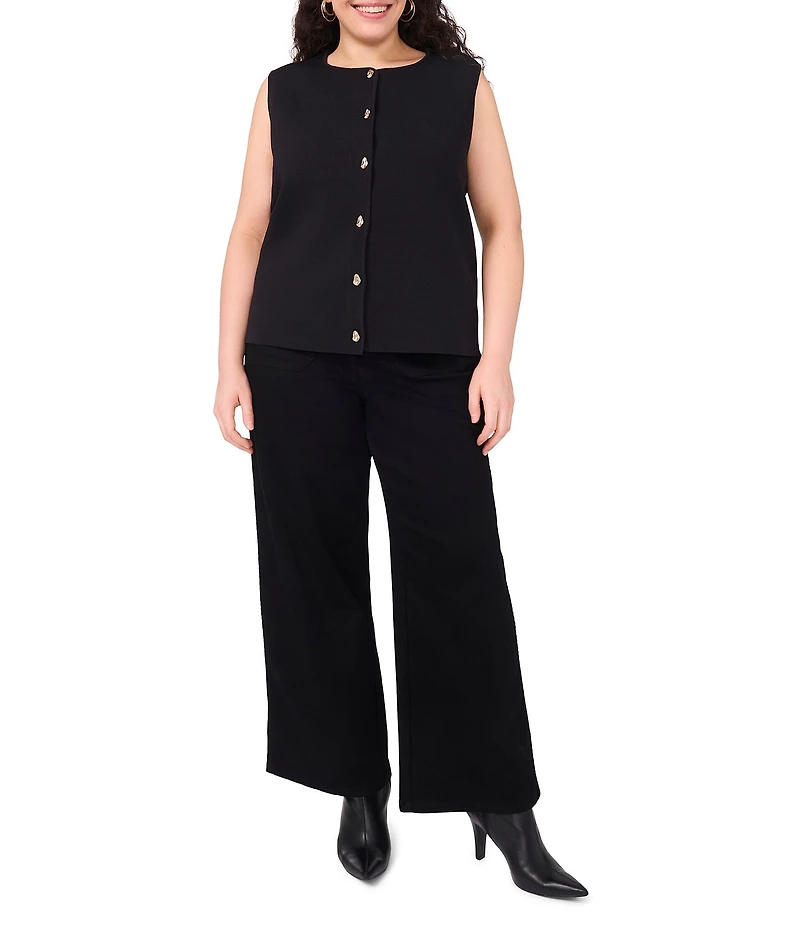 Vince Camuto Plus Size Round Neck Sleeveless Sweater Vest