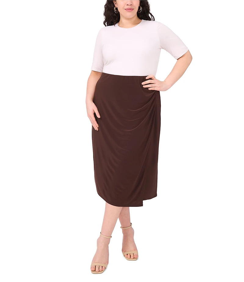 Vince Camuto Plus Size Ruched Pencil Midi Skirt