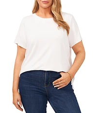 Vince Camuto Plus Size Short Sleeve Crew Neck Solid Knit Tee Shirt