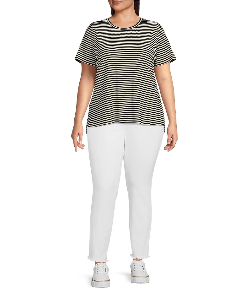 Vince Camuto Plus Size Short Sleeve Stripe Crew Neck Tee