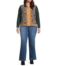 Vince Camuto Plus Size Stretch Denim Wide Leg Patch Pocket Jeans
