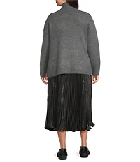 Vince Camuto Plus Size Turtleneck Long Sleeve Twofer Slip Maxi Dress