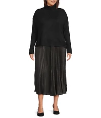 Vince Camuto Plus Size Turtleneck Long Sleeve Twofer Slip Maxi Dress
