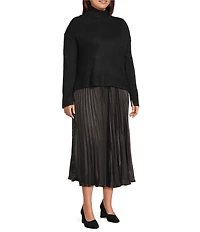 Vince Camuto Plus Size Turtleneck Long Sleeve Twofer Slip Maxi Dress