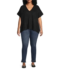 Vince Camuto Plus Size V-Neck Dolman Short Sleeve Boxy Top