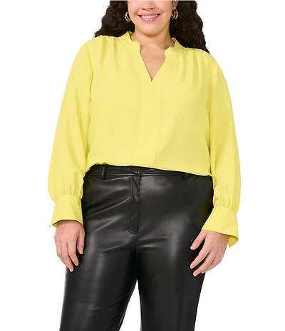 Vince Camuto Plus Size V-Neck Long Cuffed Sleeve Blouse