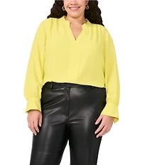 Vince Camuto Plus Size V-Neck Long Cuffed Sleeve Blouse