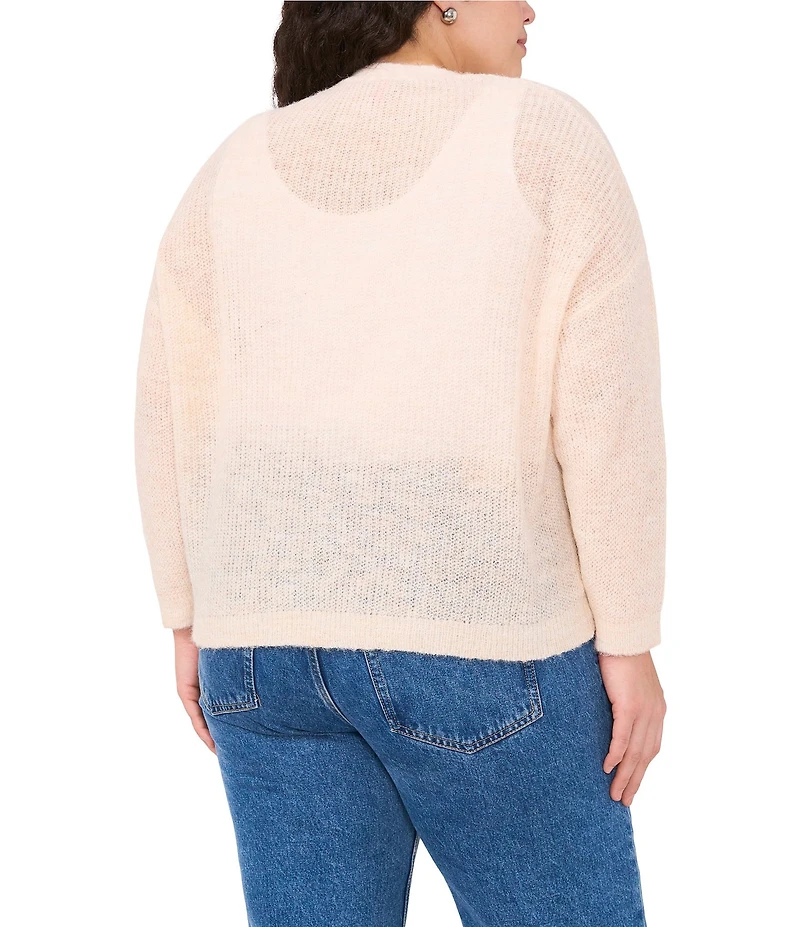 Vince Camuto Plus Size V-Neck Long Sleeve Button Front Cardigan