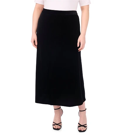 Vince Camuto Plus Size Velvet Midi Pull On Skirt