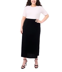Vince Camuto Plus Size Velvet Midi Pull On Skirt