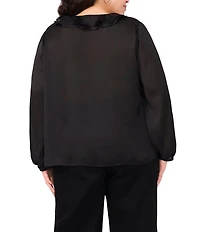 Vince Camuto Plus Size Woven V-Neck Long Sleeve Ruffle Blouse