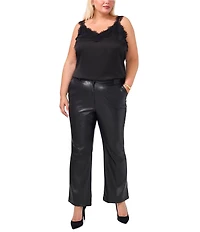 Vince Camuto Plus Size Woven V-Neck Sleeveless Lace Trim Blouse