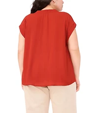 Vince Camuto Plus Size Woven V-Neck Short Sleeve Blouse