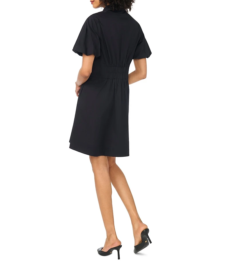 Vince Camuto Point Collar Short Sleeve Pleated Dress