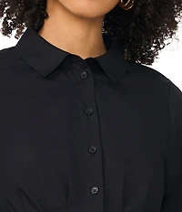 Vince Camuto Point Collar Short Sleeve Pleated Dress