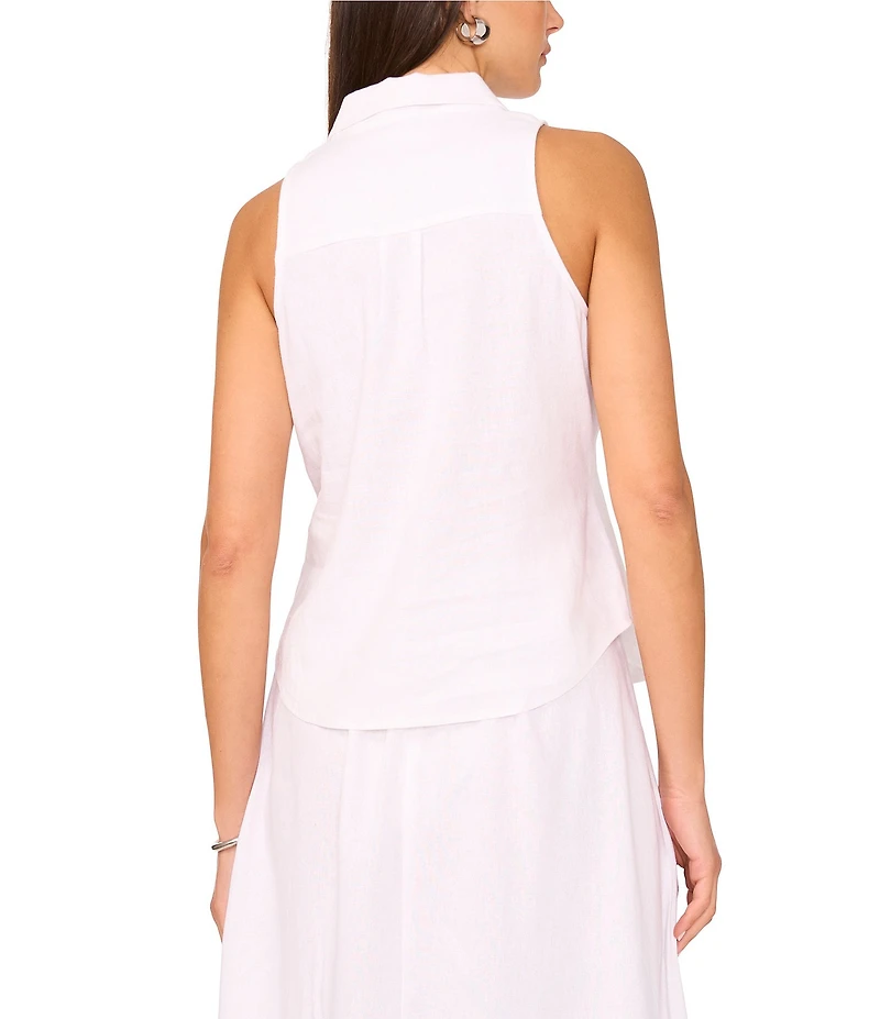Vince Camuto Point Collar Sleeveless Button Down Blouse