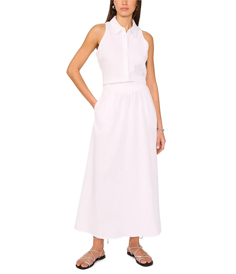 Vince Camuto Point Collar Sleeveless Button Down Blouse