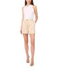 Vince Camuto Point Collar Sleeveless Button Down Blouse