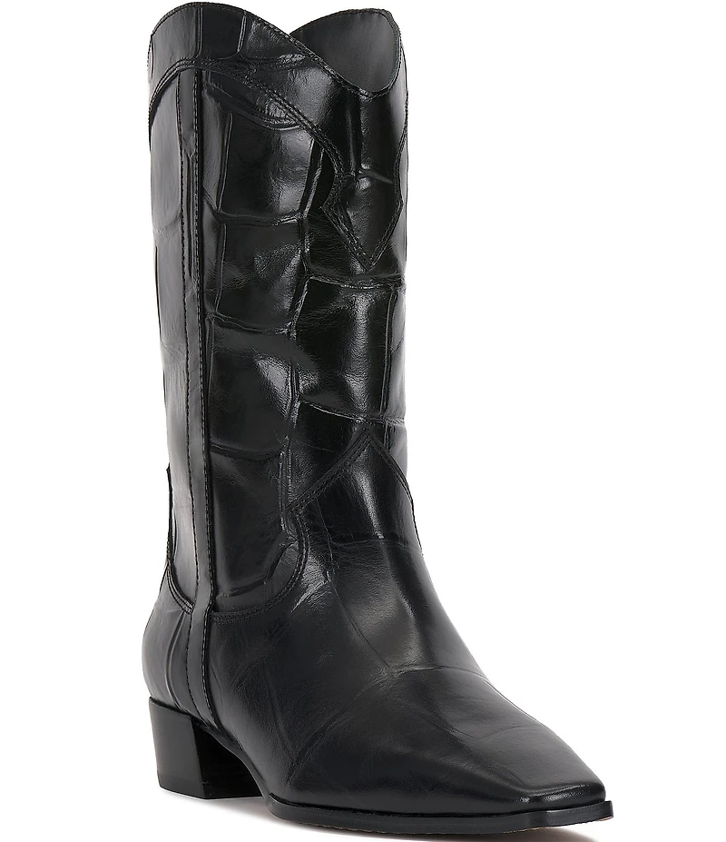 Vince Camuto Prilie Croco Leather Western Boots