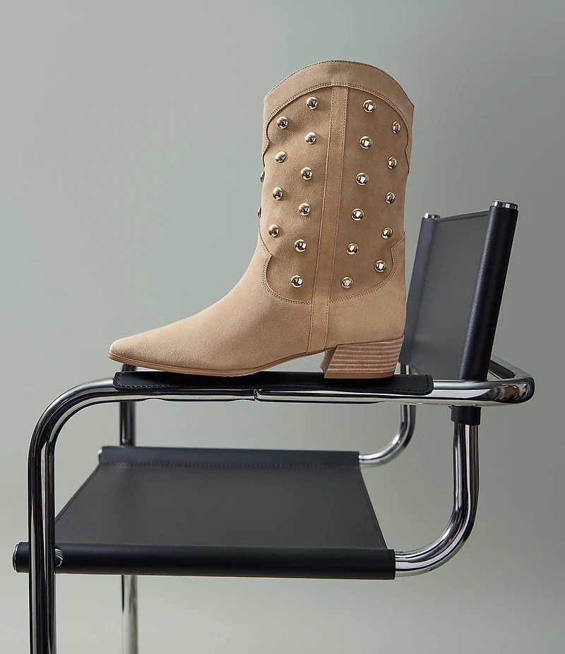 Vince Camuto Prilie Suede Dome Studded Mid Calf Boots