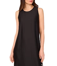 Vince Camuto Leaf Print Crew Neckline Sleeveless Shift Maxi Dress