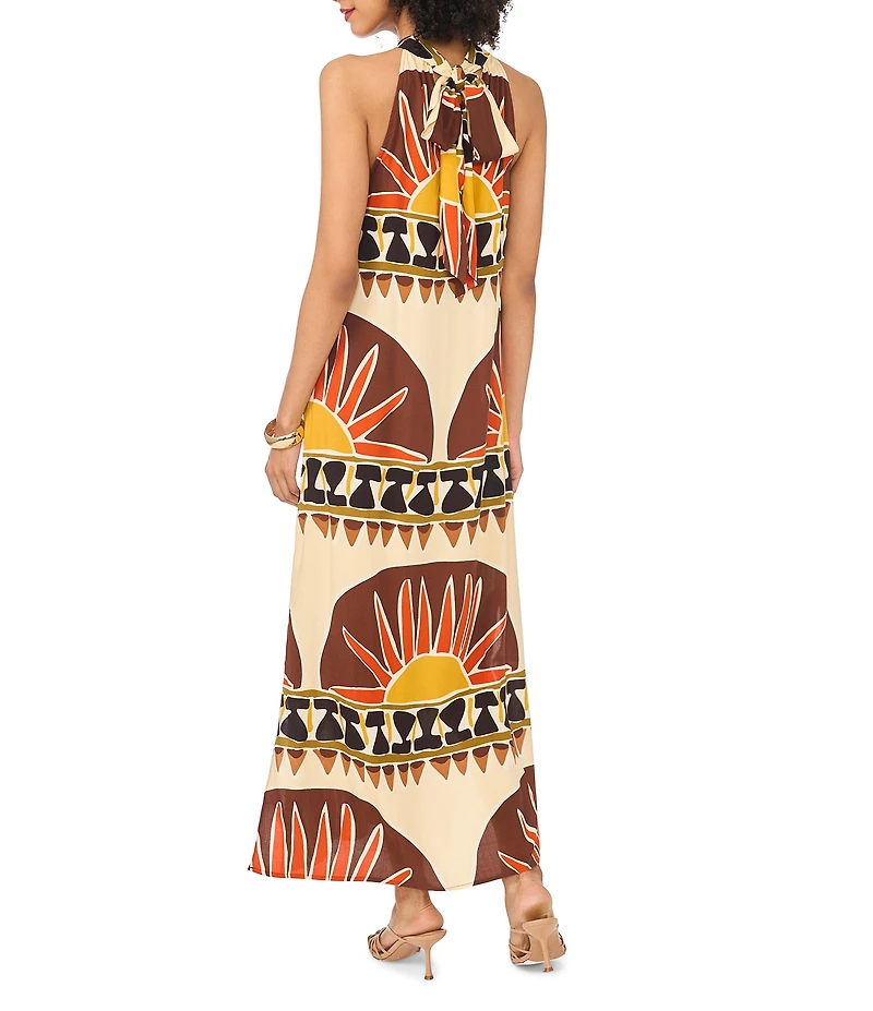 Vince Camuto Printed Halter Neck Sleeveless Maxi Column Dress
